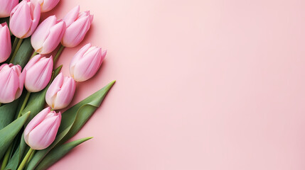 beautiful composition spring flowers bouquet of pink tulips flower