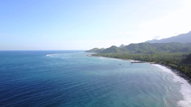 Morning aerial view of Pentai Paga in the village of Paga, East Nusa Tenggara, Indonesia
