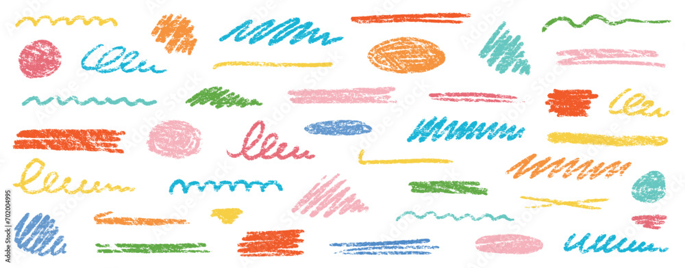 Aufkleber crayon brush underline color stroke. chalk kid highlight scribble stroke. vector hand drawn brush un