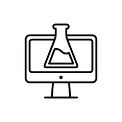 Online science outline icons, minimalist vector illustration ,simple transparent graphic element .Isolated on white background