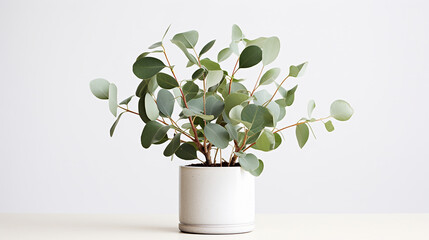 juvenile eucalyptus in clump of airy potting mix, distinctive scent imagined, on a white background - obrazy, fototapety, plakaty