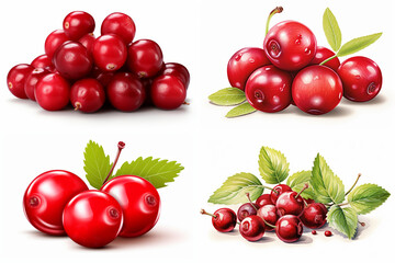 A realistic digital illustration presents a bunch of cranberries stacked on top of each other.