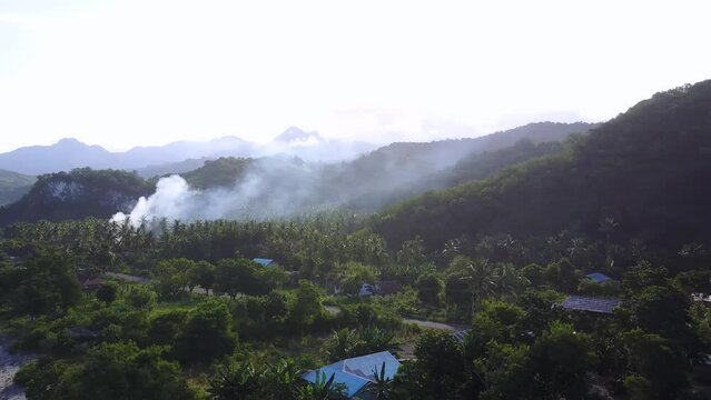 Morning aerial view of Pentai Paga in the village of Paga, East Nusa Tenggara, Indonesia
