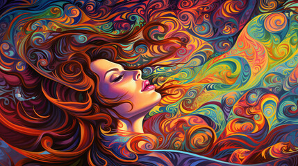 psychedelic love trip. a swirling vibrant inspiration