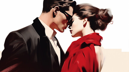 stylish fashion illustration romance.on white background