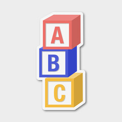 Vector alphabet color cubes abc with letters a b c isolated illustration