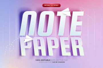 Note Paper cut out paper cut 3d editable text effect - obrazy, fototapety, plakaty