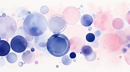Soft watercolor circles in Navy Blue, Cobalt Blue colors styled with a playful vibe, whimsical shapes. Trendy pastel background with creative drawing. Festive card. - obrazy, fototapety, plakaty