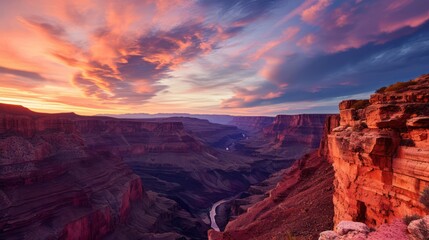 amazing canyon with a dynamic twilight sky --no sun --ar 16:9 --v 6 Job ID:...