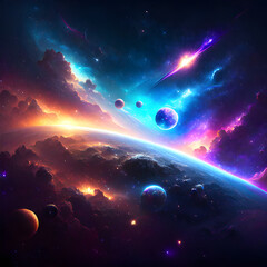 Galaxy overlay, abstract and stars in outer space. Fantasy of cosmos and universe.