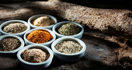 Various spices in a small bowl