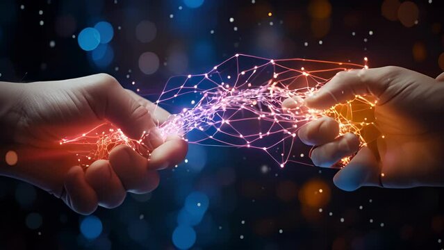 Closeup of a scientists hand manipulating one entangled particle, while the other reacts simultaneously, highlighting the influence of observation on quantum entanglement.