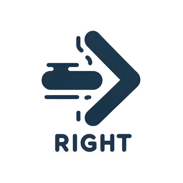 Icon with white background representing the voting option 'Right'. The icon features a blue arrow pointing to the right with the text 'Right' beneath .png Generative AI