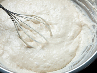 flour dough in bowl, dough for baking