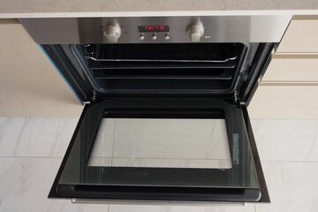 open electric oven at home