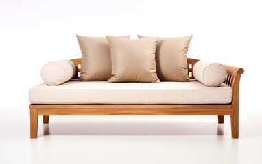 Teak Daybed, Teak lounge daybed isolated on white background.
