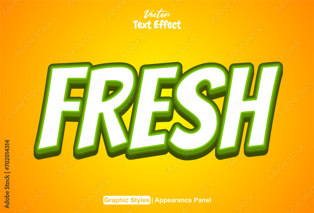 Fototapete fresh text effect with green color graphic style and editable.