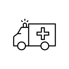Ambulance outline icons, minimalist vector illustration ,simple transparent graphic element .Isolated on white background