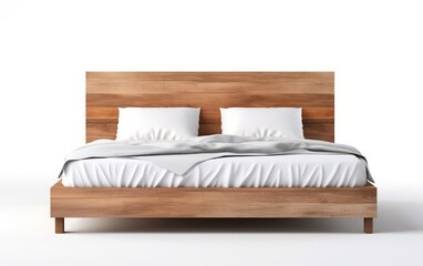 Fototapeta na wymiar Solid wooden bed, Wooden bed isolated on white background.