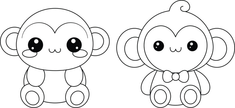 Cute Monkeys Squishmallow Coloring Page
