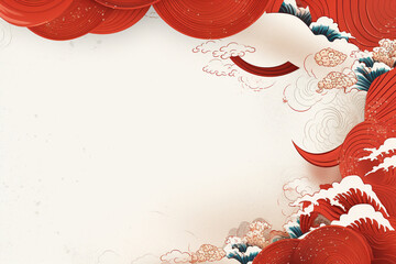 border of chinese new year card with empty space design,chinese new year background ,Generated By Ai