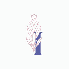 letter i flower stylish beauty flourish modern logo design graphic vector