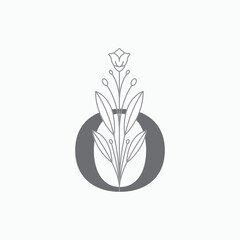 letter o flower stylish beauty flourish modern logo design graphic vector