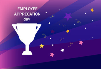 Happy National Employee Appreciation Day. Horizontal banner vector illustration flat design