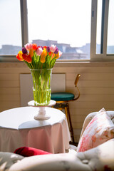 A beautiful tulip bouquet in the sunlight