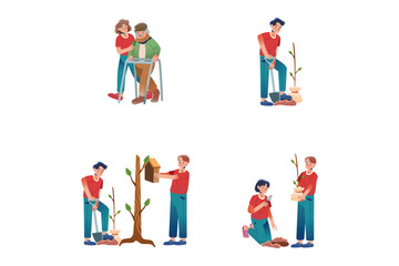 Fototapeta premium Mini Series of Volunteering Activities | Volunteer Illustration 