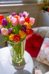 A beautiful tulip bouquet in the sunlight