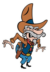 Cartoon Cowboy Ready to Duel at High Noon