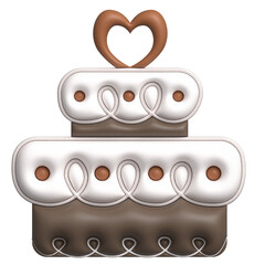 Chocolate Birthday Cake 3D Design, Sweet Cake Illustration