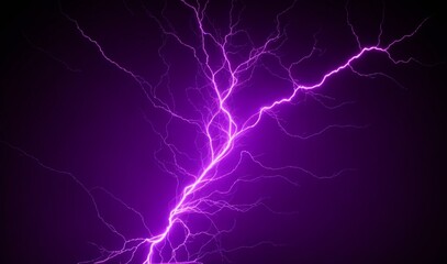 Abstract image of electrical current and voltage on a plain black background illuminated by purple light from AI Generative