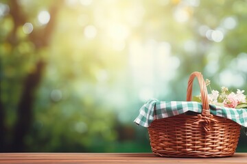picnic basket in the garden