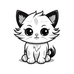 Fototapeta premium cute cat in black and white coloring