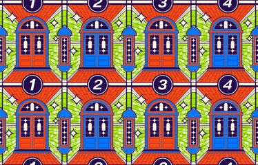 Fototapeta na wymiar Vibrant Tribal Textile Art, African Inspiration Meets Modern Fashion, Cultural Fusion in Art, African Inspired Textile Creations for Contemporary, pictures of doors, rooms and windows