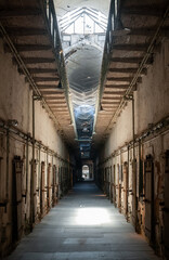 Naklejka na ściany i meble Hallway at Eastern State Penitentiary, Prison in Philadelphia, Pennsylvania