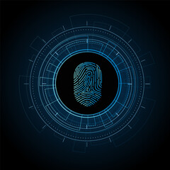 scan fingerprint, Cyber security and password control through fingerprints, access with biometrics identification