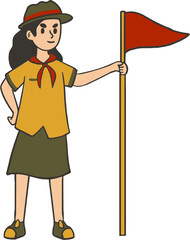 Girl Scout Holding Flag
