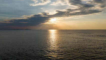Fototapeta premium Sunset at Bang Saen sea, Chonburi province, Thailand