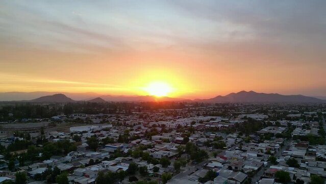 December sunset in the metropolitan region of Chile