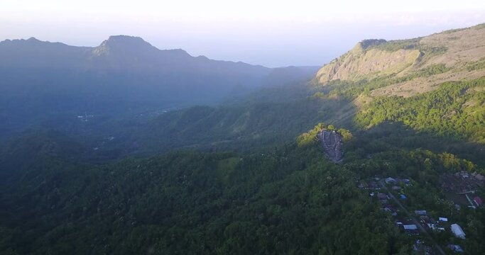 Morning View of of the Bena Traditional Village and surround areas in East Nusa Tenggara, Indonesia. 