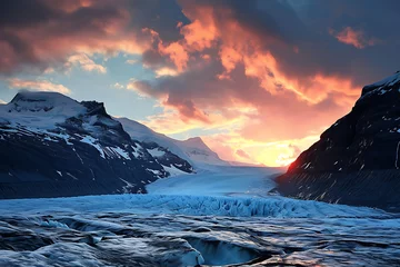 Fotobehang the sky at sunset over the glaciers © Marina Shvedak