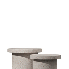 in square minimal scene, 3d image render transparent background of terrazzo cylinder podium

