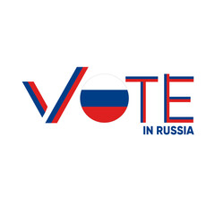 vote word Russia or Russian Federation style with check mark, vector illustration - obrazy, fototapety, plakaty