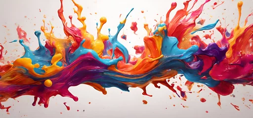 Fotobehang Liquid Color splash design white background. generated by AI © Tharindu