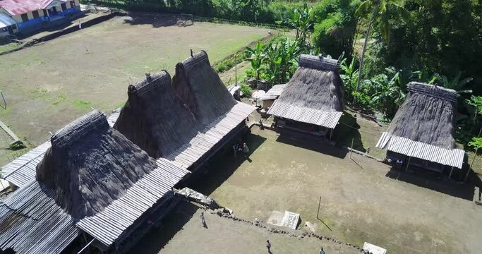 Drone View of the Luba Traditional Village in East Nusa Tenggara, Indonesia. 