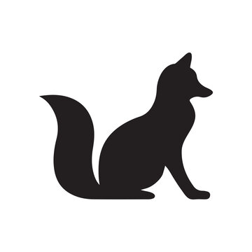 fox silhouette. black and white
