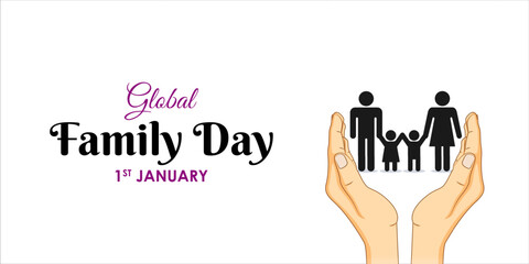 Vector illustration of Happy Global Family Day social media feed template